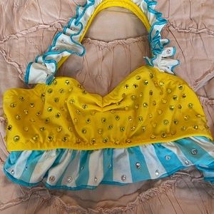 Two piece yellow and blue costume